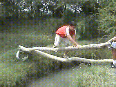 Child falling into a river